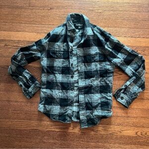 Express Men's Dark Plaid Button Down Shirt